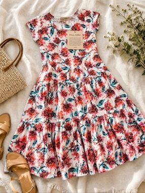 Dress Addict JADE Organic Cotton Floral Dress XL French Made Fit Flare NWT